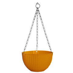 Kuber Industries Plastic Hanging Flower Pot for Balcony & Railing Set of 4 (Yellow) 53KM3847