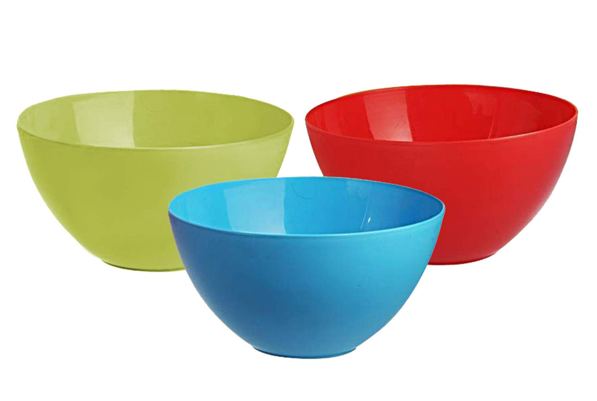 Kuber Industries Plastic Microwave Safe 3 Pieces Mixing Bowl Set- 2000 ML (Multi) - CTKTC037578