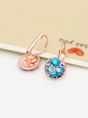 Yellow Chimes Earrings For Women & Girls | Fashion Blue Crystal Stone Radiant Clip On Drop Earring | Elegant Rose Gold Plated | Round Shaped Drops | Birthday & Anniversary Gift