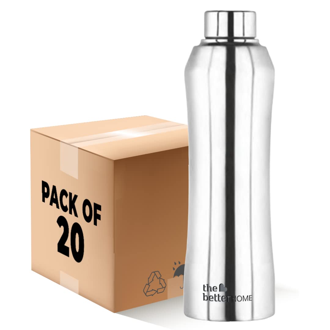 The Better Home Stainless Steel Water Bottle 1 Litre | Non-Toxic & BPA Free Water Bottles 1+ Litre | Steel Bottle For Home, Office & School | Pack of 20