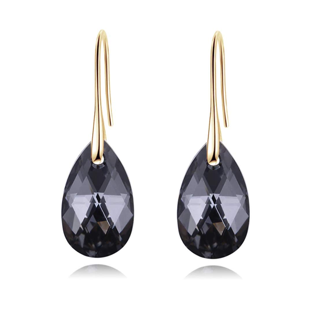 Yellow Chimes Earrings for Women Crystal from Swarovski Gold Plated Black Crystal Drop Earrings for Women and Girls