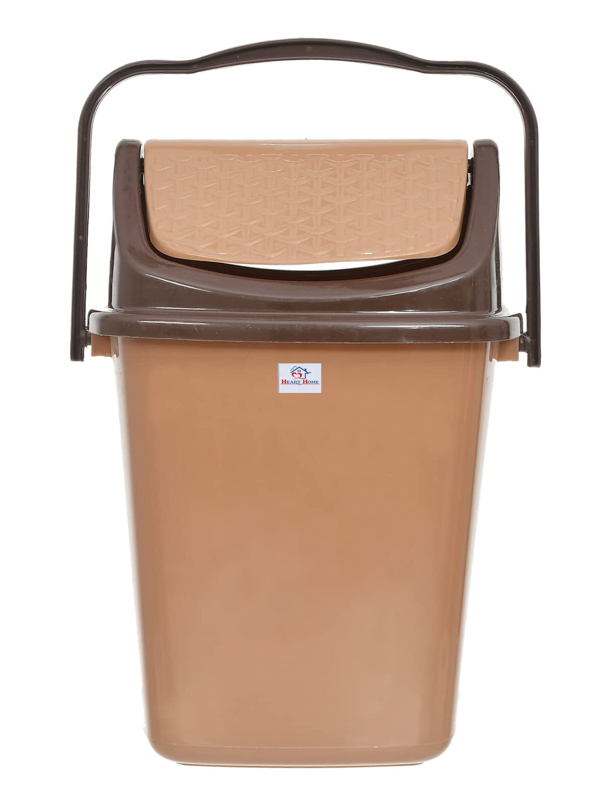Heart Home Plastic Dustbin, Trashbin, Wastebin For Kitchen, Bathroom, Office Use With Swing Lid With Handle, 7 Liter (Coffee)-47HH0838