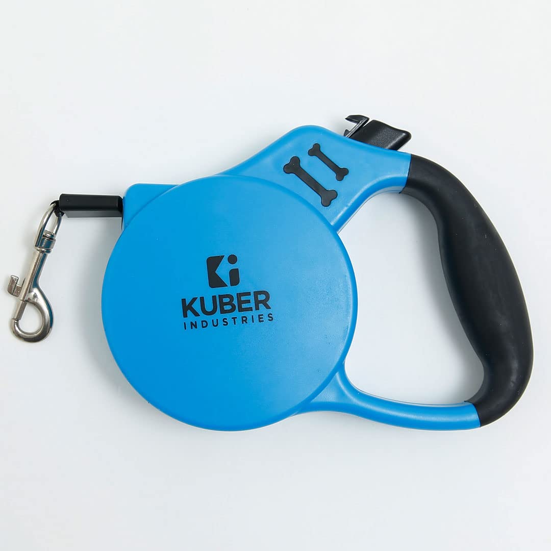 Kuber Industries Retractable Dog Leash|One Button Break with Safety Lock|Automatic & Non-Slip Handle|Pet Training & Walking Accessory|Blue