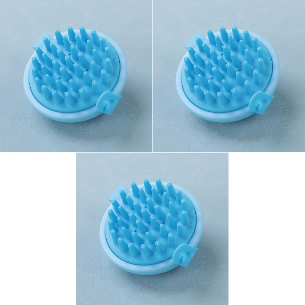 Umai Head Scalp Massager Shampoo Brush/Comb | Hair Massager for Hair Growth | Scalp Exfoliator for Dandruff Removal | Wet and Dry Haircare | Long and Soft Silicon Bristles (Blue,Pack of 3)