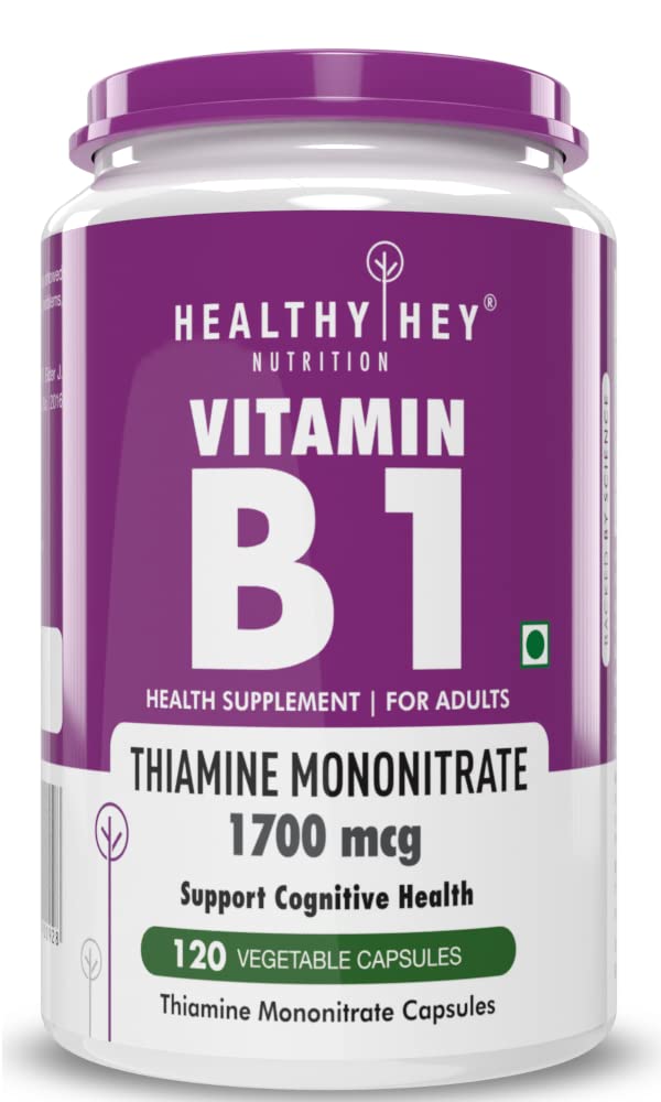 HealthyHey Nutrition Vitamin B1 Thiamine -120 Veg Capsules