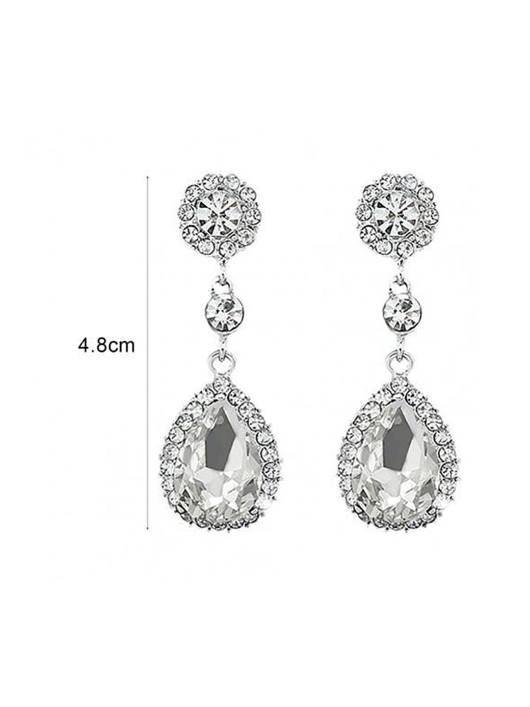 Yellow Chimes Drop Earrings for Women White Crystal Drop Earrings Silver Plated Fashionable Drop Earrings For Women and Girls.