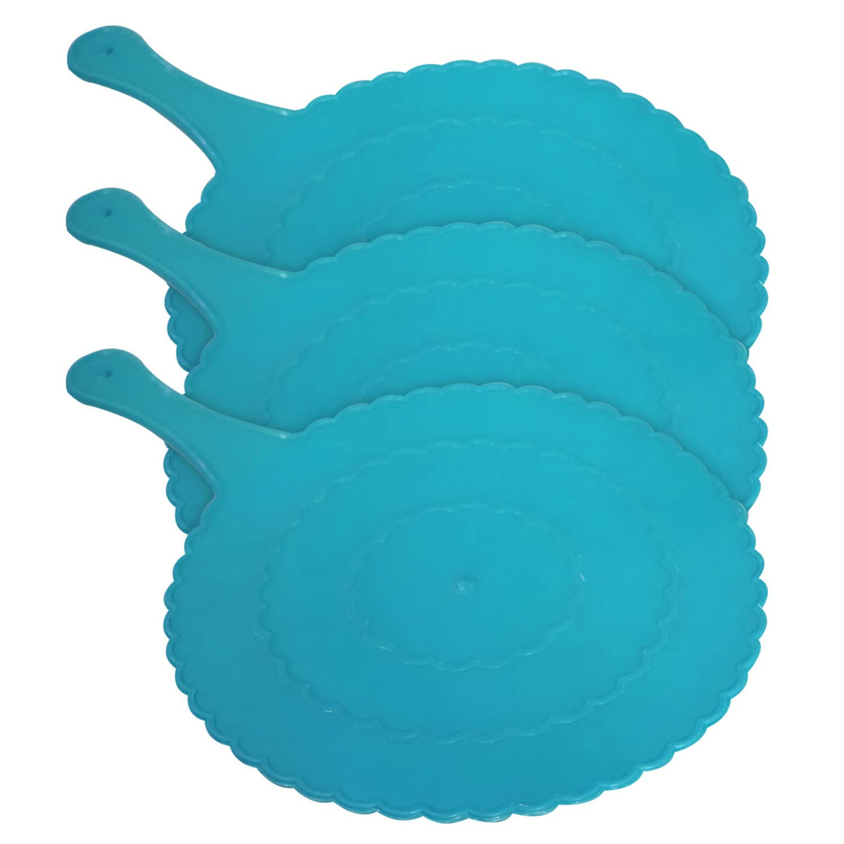 Kuber Industries Plastic Lightweight Handfan|Hath Pankha|Beejna for Natural Cooling Air Home Decor and Travel Useful, Pack of 3 (Blue)