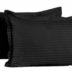 Kuber Industries 4 Pieces Cotton Luxurious Satin Striped Pillow Cover Set-17"x27" (Black) - CTKTC40335