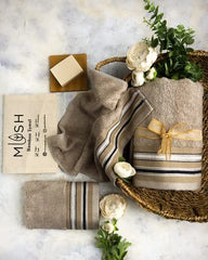Mush Designer Bamboo Towelset : 1 Bath Towel, 1 Hand Towel, 1 Face Towel |Ultra Soft, Absorbent & Quick Dry Towelset (Royal Beige, 3 PCS Set)