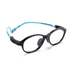 Intellilens Squarish Oval Kids Computer Glasses for Eye Protection | Zero Power, Anti Glare & Blue Light Filter Glasses | Blue Cut Lenses for Boys and Girls (Black) (47-15-130)