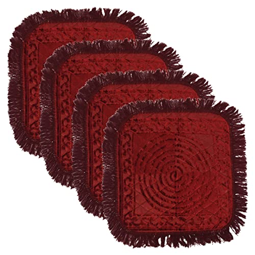 Kuber Industries Velvet Circle Print Pooja Aasan/Prayer Aasan/Meditation Mat For Home Pack of 4 (Maroon) 54KM4139