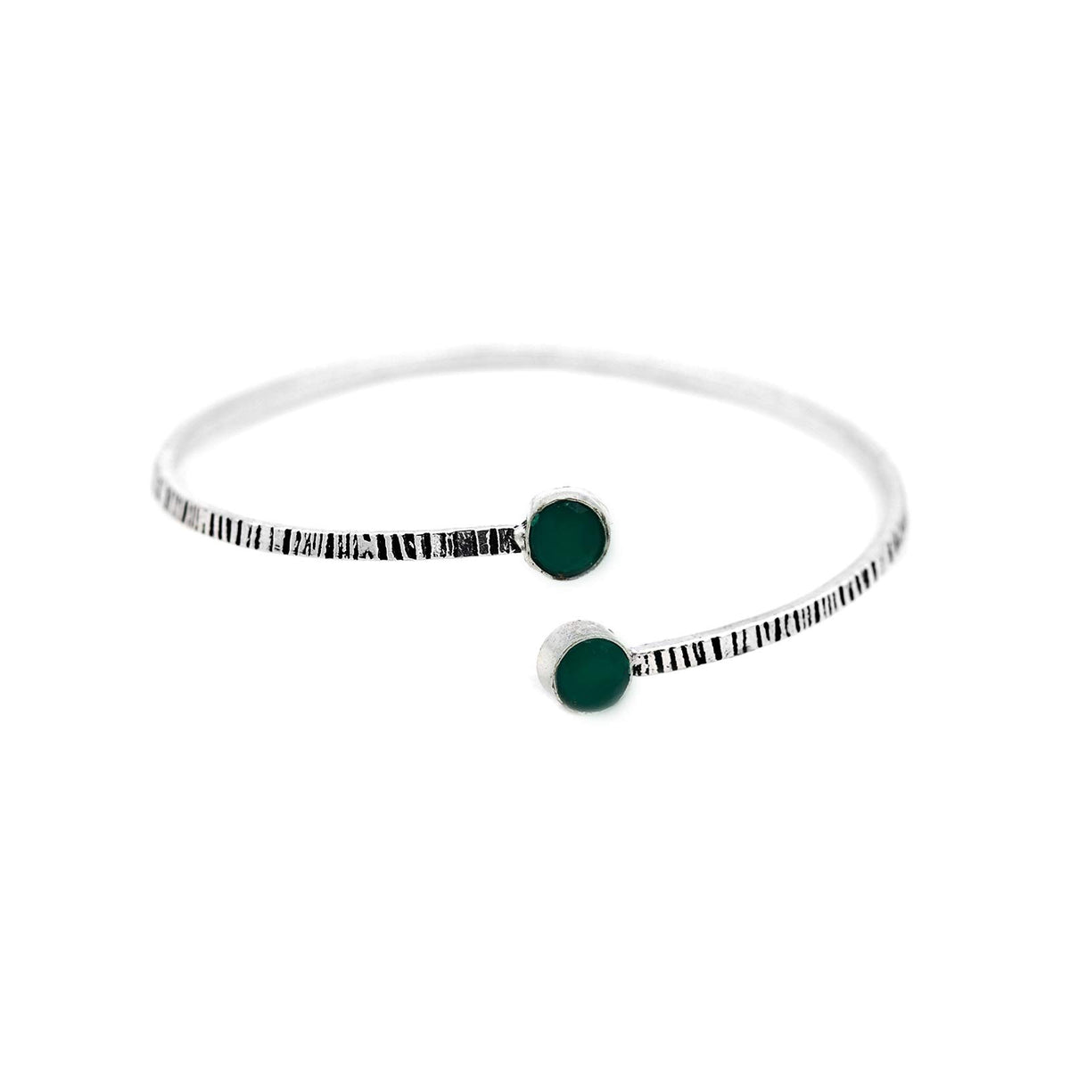 TEEJH Bhamini Dark Green Silver Oxidized Bracelet for Women