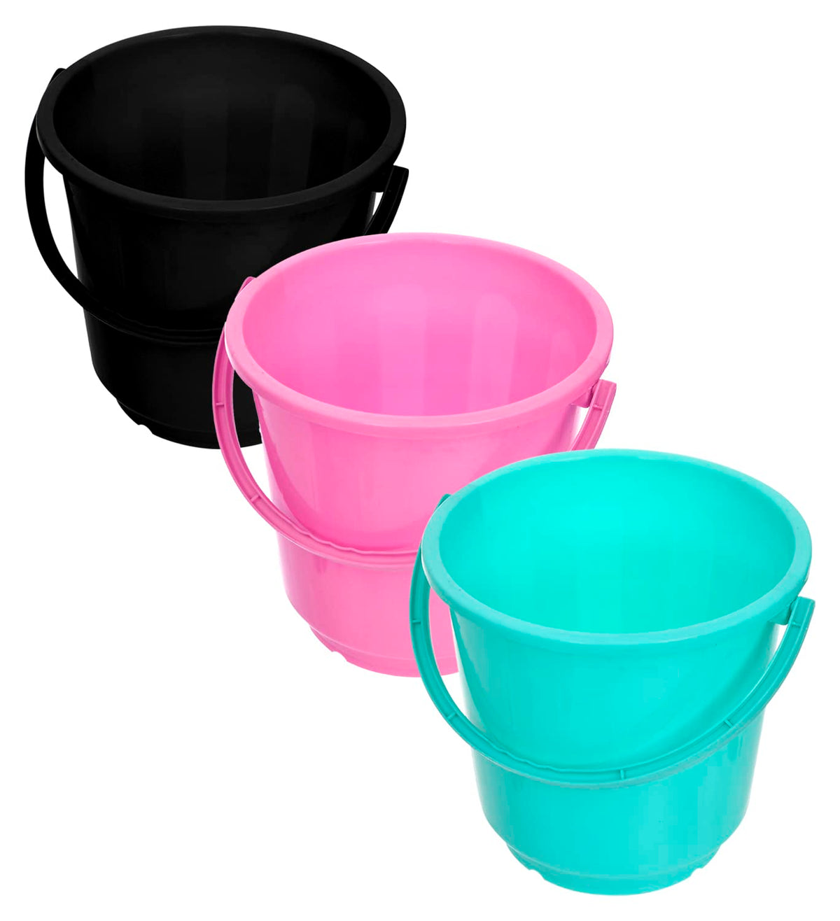 Kuber Industries Bucket|Plastic Bucket for Bathroom|Bucket for Bathing|Unbreakable Bucket with Handle|16 Liter|Pack of 3 (Multicolor)