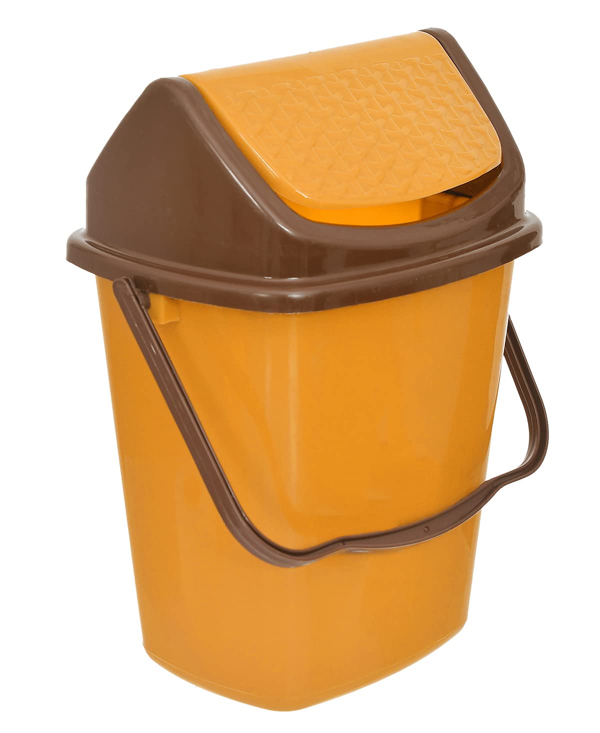 Kuber Industries Plastic Dustbin/Wastebin With Swing Lid With Handle, 7 Liter (Yellow)-47KM0825