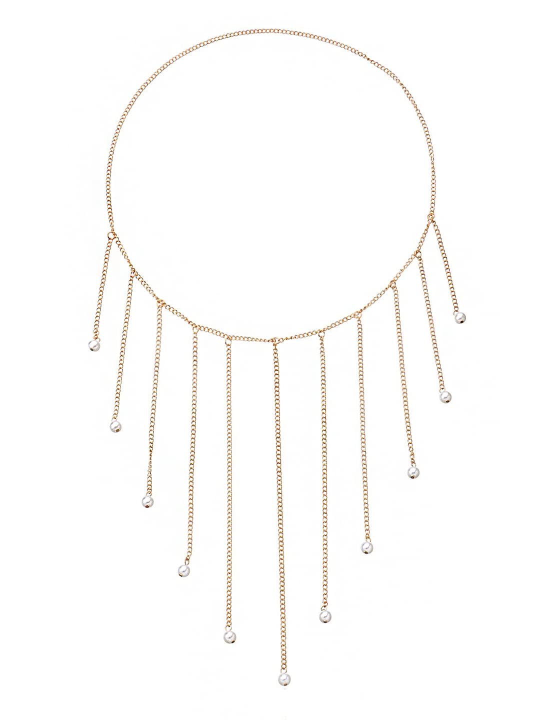 Yellow Chimes Head Chain For Women Gold Toned Crystal Studded Head Chain For Women and Girls