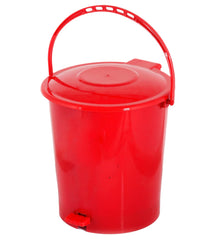 Kuber Industries Plastic Pedal Dustbin/Wastebin With Handle, 10 Liter (Red)-47KM0923