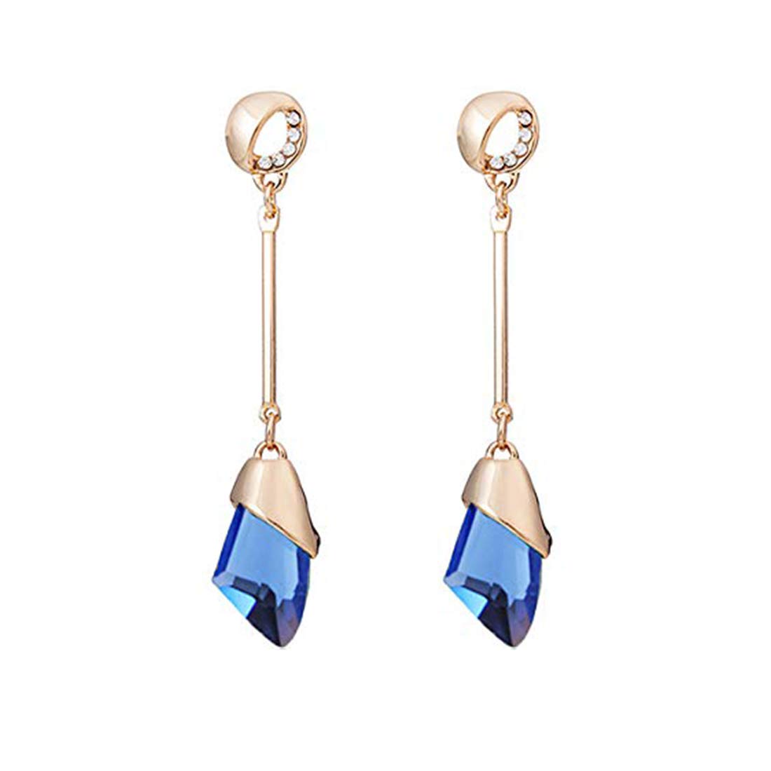 Yellow Chimes Rose Gold Long Hangings Blue Crystal Earring for Women and Girls