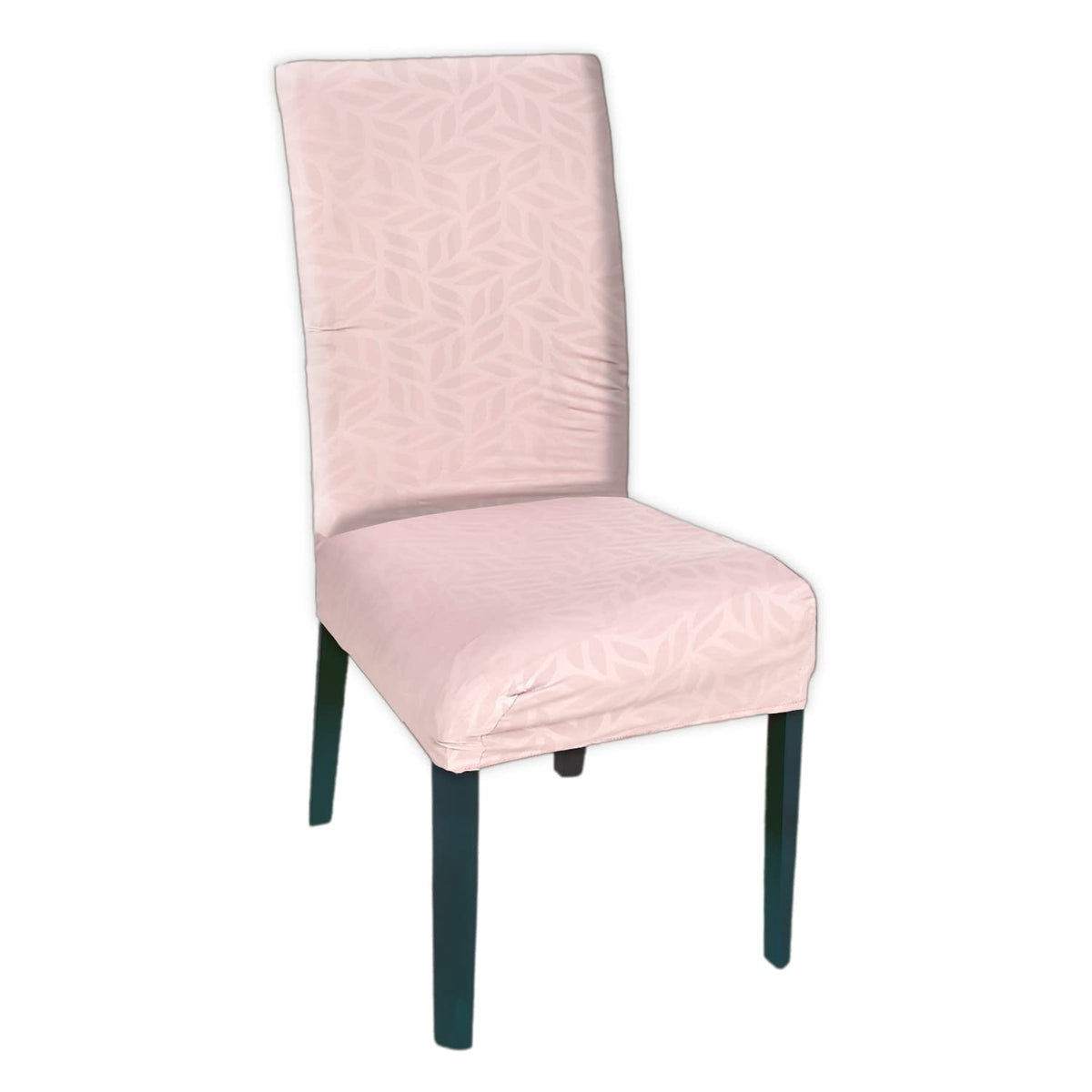 Kuber Industries Leaf Printed Polyester Stretchable Elastic Dining Chair Cover/Seat Slipcover/Seat Protector (Pink)-50KM0920