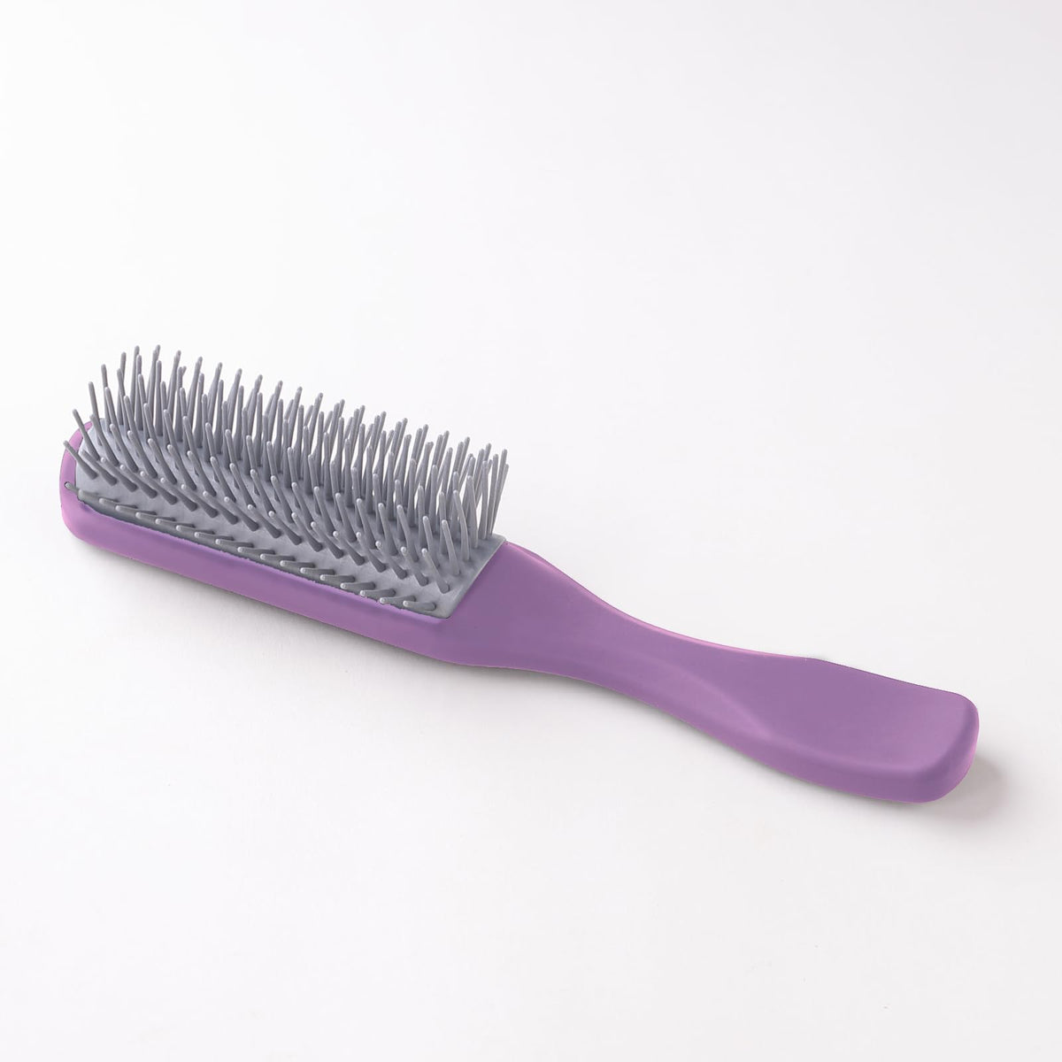 UMAI Flat Hair Brush with Strong & Flexible Bristles | 9-Row Curl Defining Brush for Thick Curly & Wavy Hair | Large Fan-type Head | Hair Styling Brush for Women & Men (Purple)