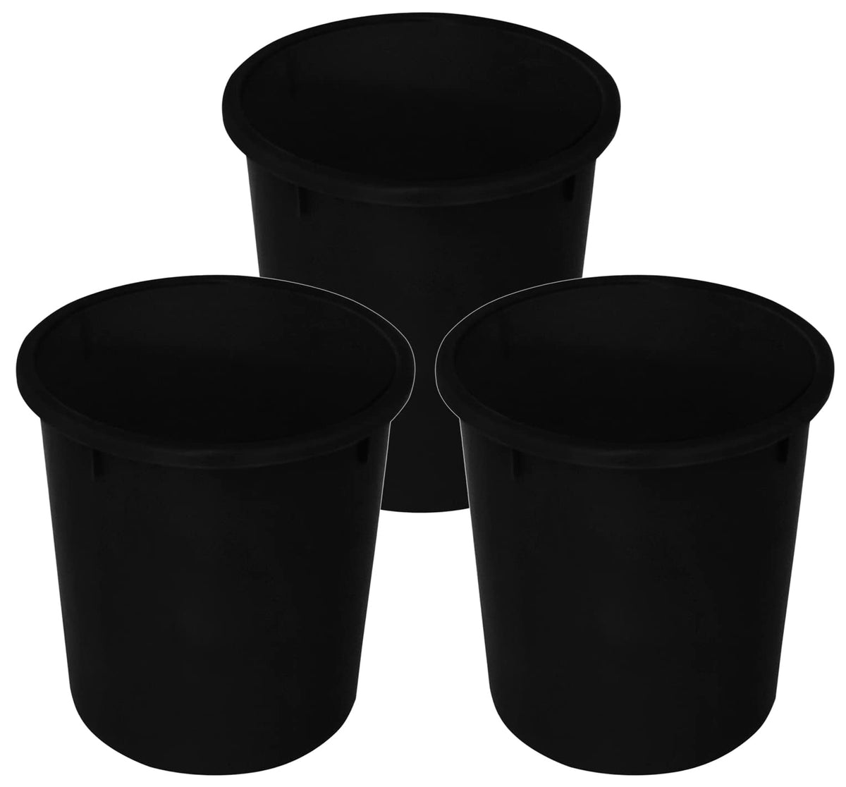 Kuber Industries Plastic Open Plastic Dustbin Without Lid|Garbage Bin For Home, Kitchen, Office, 5Ltr.- Pack of 3 (Black)-47KM01033