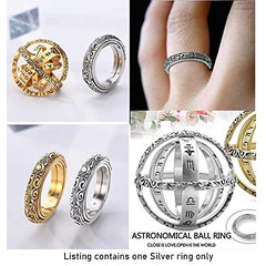 Yellow Chimes Astronomical Sphere Ball Ring Love Proposal Valentines Quirky Ring for Women and Girls (Silver)