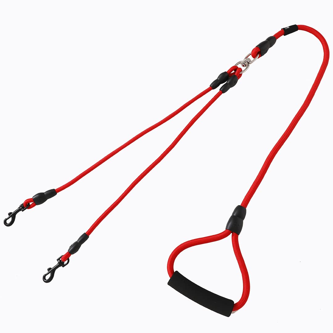 Kuber Industries Strong Dog Rope Leash with Comfortable Padded Handle, Red