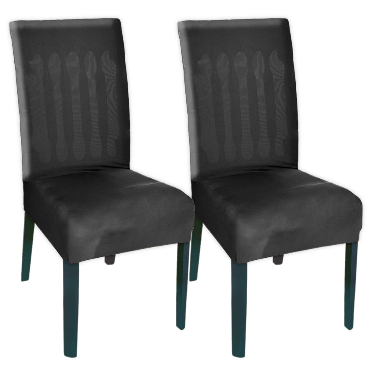 Kuber Industries Polyester Stretchable Elastic Dining Chair Cover/Seat Slipcover/Seat Protector- Pack of 2 (Black)-50KM0970