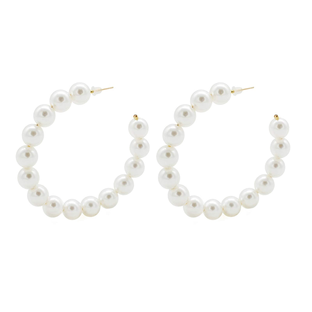 Joker & Witch Glitzy Pearls Gold and White Hoop Earrings for Women