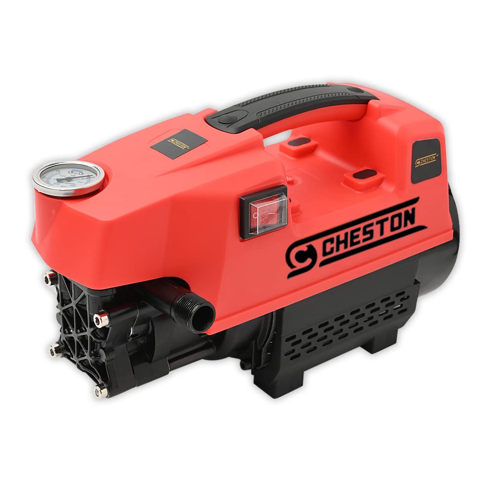 Cheston Car Washer High Pressure Pump | 2 Year Warranty | Pressure Washer, 1800 Watts, 120 Bars, 6.5L/Min Flow Rate, 5 Meters Outlet Hose, Car, Bike and Home Cleaning Purpose (Red & Black)