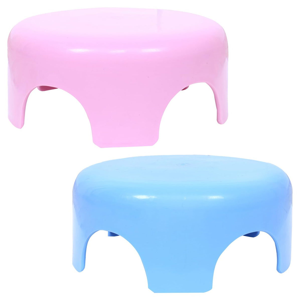 Heart Home Bathroom Stool | Plastic Bathroom Stool for Bathing | Bathroom Stool for Senior Citizen | Patla for Toilet | Sumo Stool | Pack of 2 | Multicolor