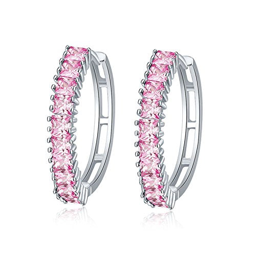 Yellow Chimes Splendid Collection A5 Grade Crystals Line Pink Clip-on Hoops Earrings for Women & Girls