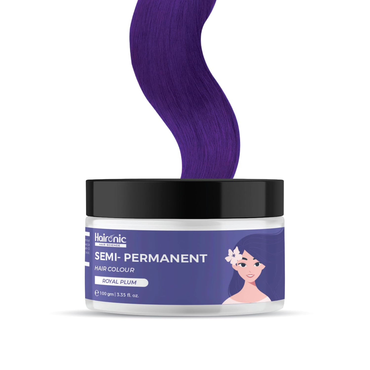 Haironic Royal Plum Semi-Permanent Hair Color | Enriched with Moroccan Argan oil, Silk Protein and Keratin Protein | Temporary Grey Hair Color| Easy Home Application, Perfect for Women & Men - 100gm