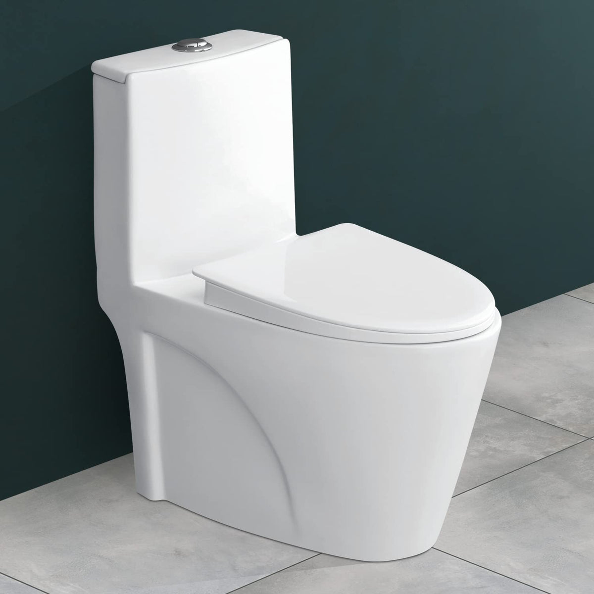 Plantex Platinium Ceramic Rimless One Piece Western Toilet/Water Closet/Commode With Soft Close Toilet Seat - S Trap Outlet (White)