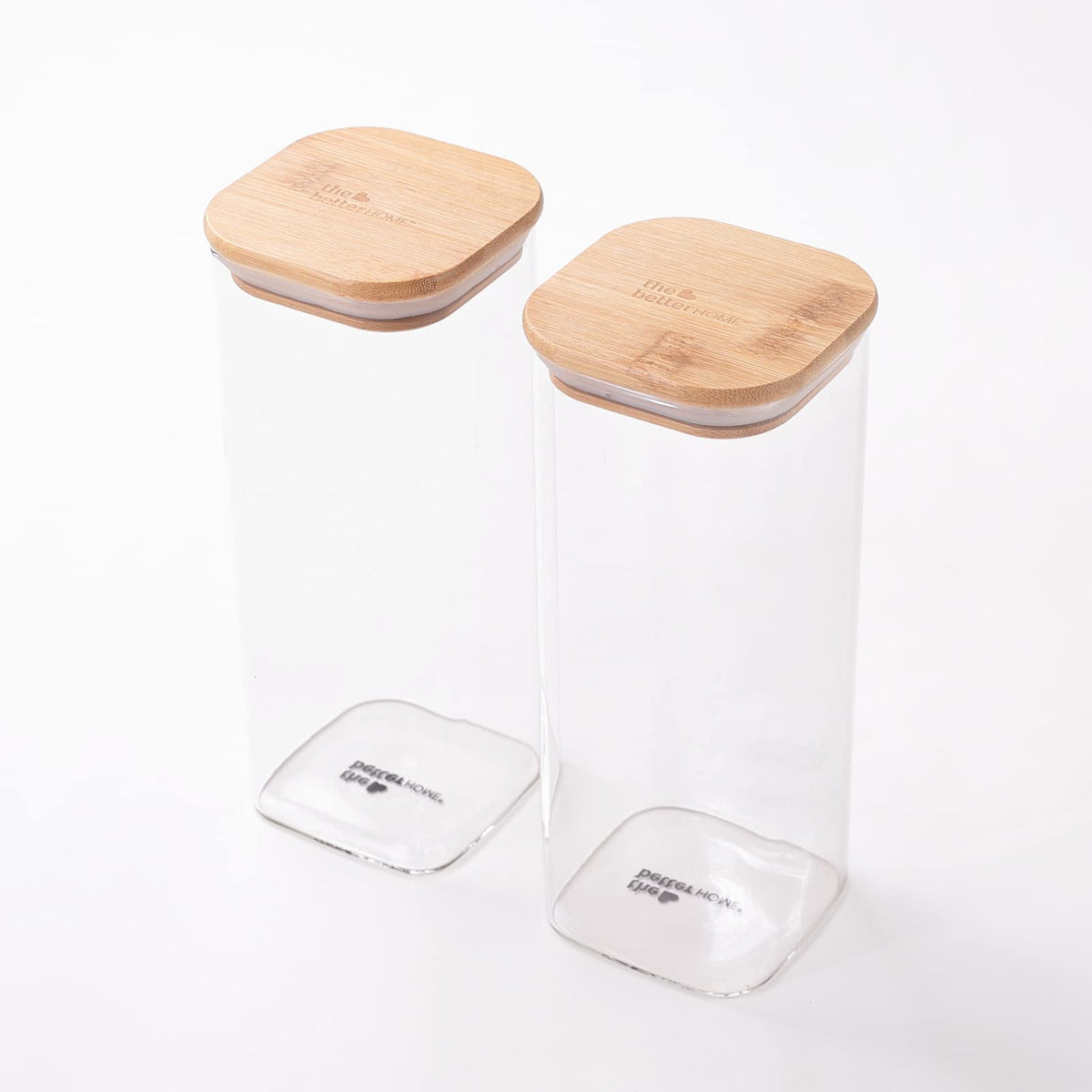 The Better Home Pack of 2 Kitchen Accessories Item with Bamboo Lid I Transparent Airtight Borosilicate Kitchen Containers Set | Glass Jars for Cookies Snacks Tea Coffee Sugar | 1000 ml Each