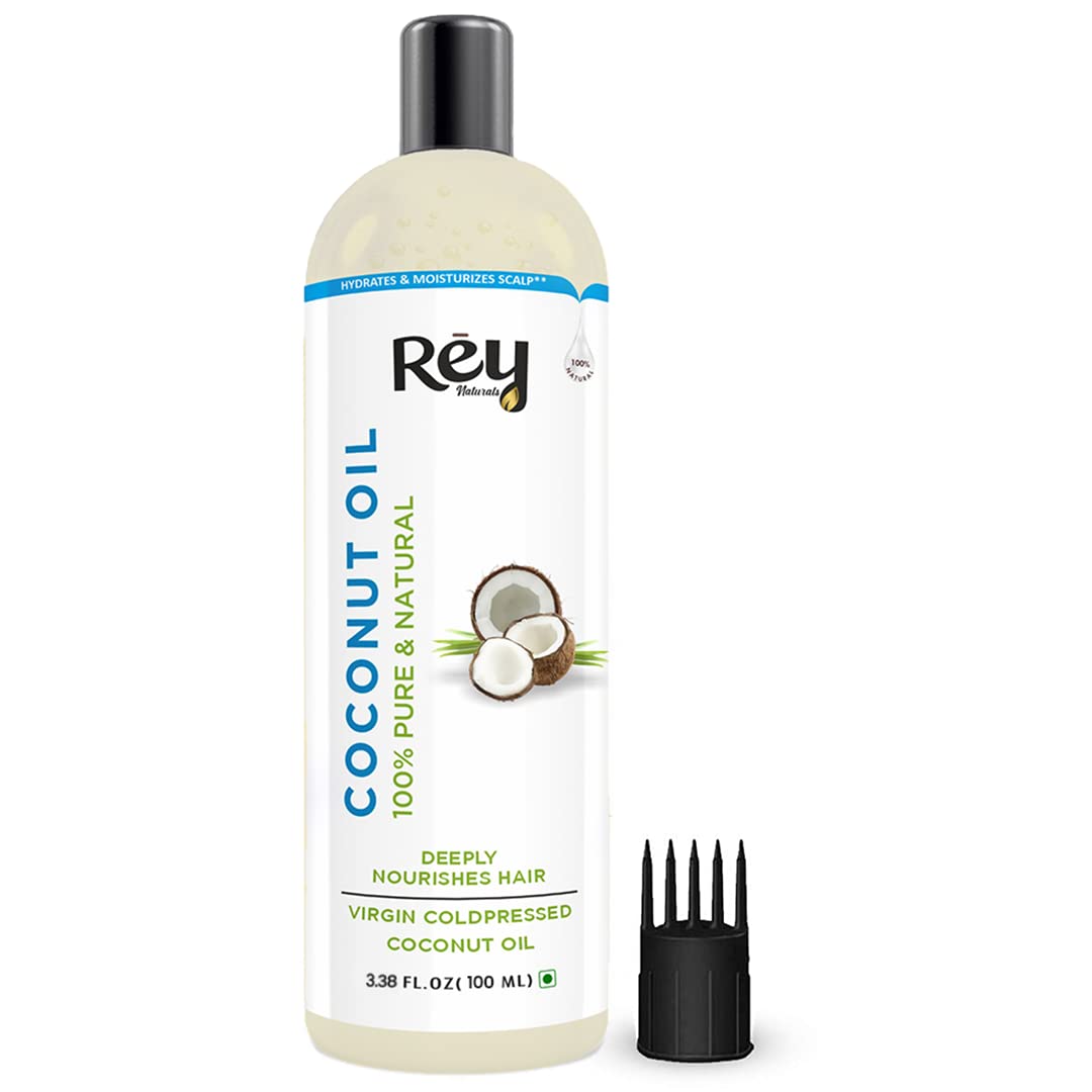 Rey Naturals® Cold Pressed Coconut oil for hair and skin - 100% Pure & Natural (100ml)