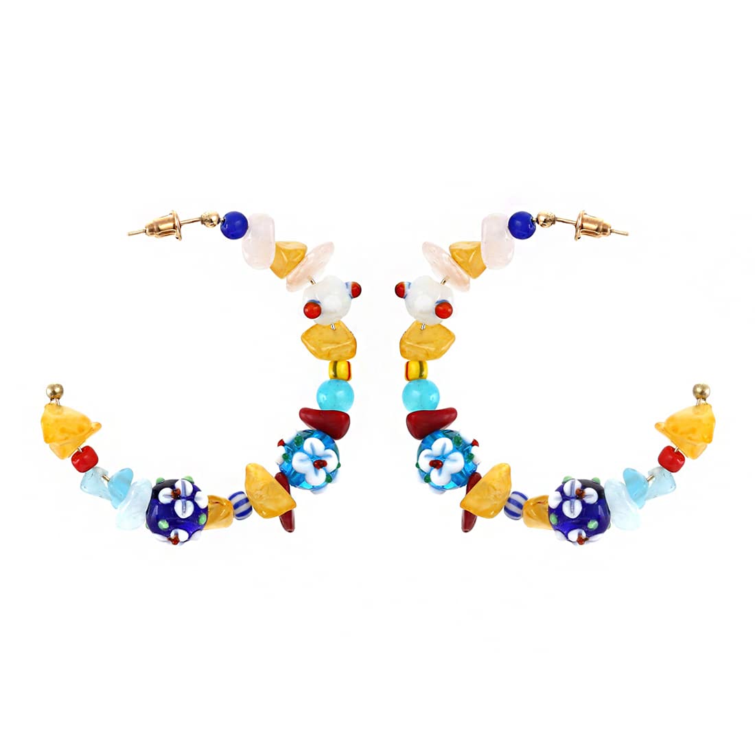 Yellow Chimes Earrings For Women Multicolor Beads Studded Hoop Earrings For Women and Girls