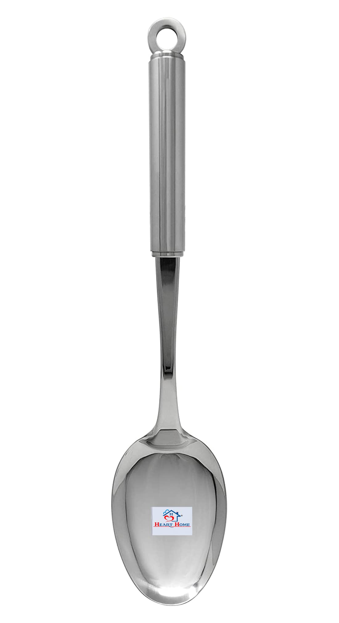 Heart Home Multiuses Serving & Cooking Stainless Steel Solid Spoon (Silver)