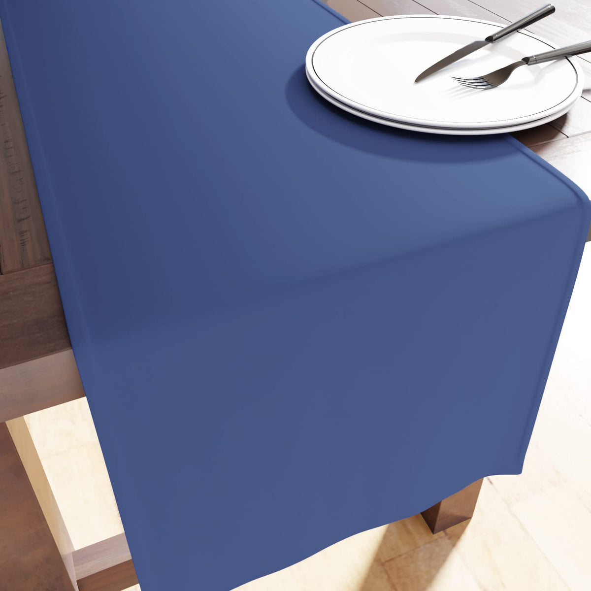 Encasa Home Dining Table Runner Plain Cotton Dyed - 8 Seater (32x230 cm, Cobalt) Decorative Cloth for Party, Banquet, Restaurant & Outdoors - Machine Washable