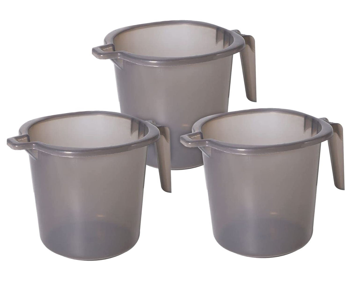 Heart Home Tranasparent Small Multiuses Lightweight, Unbreakable Strong Plastic Bathroom Mug, 1 Litre- Pack of 3 (Black)-50HH0822