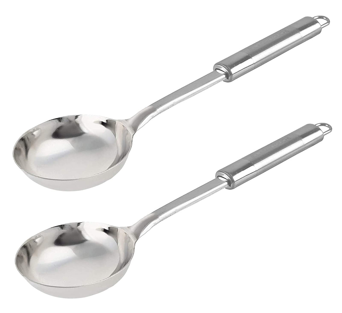 Heart Home Multiuses Serving & Cooking Stainless Steel Ladle-Pack of 2 (Silver)