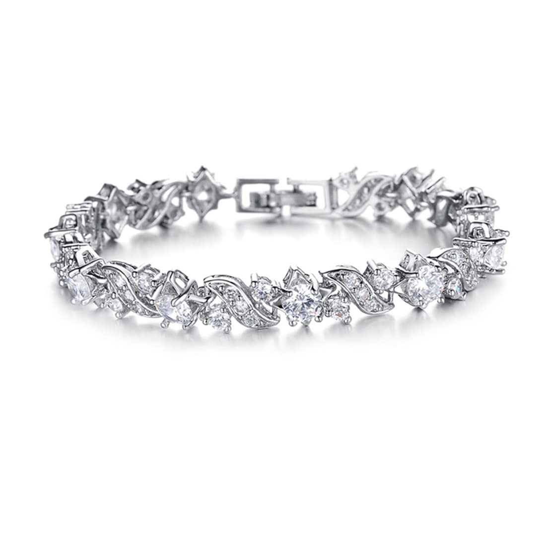 Yellow Chimes Women's Fashion Silver Tone Crystal White Crystal Bracelets