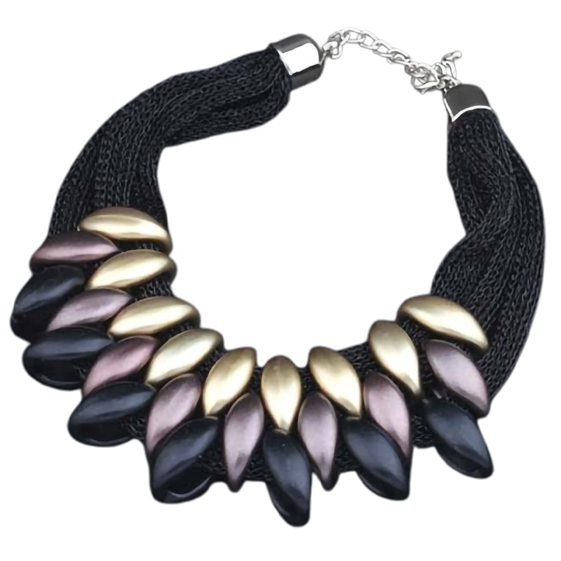 Yellow Chimes Choker Necklace for Women Thick Black Multicolour Leafy Choker Necklace for Women and Girls.