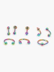 Yellow Chimes Body Piercing Jewelry for Unisex 8 pcs Set Helix Body Piercing Ear Eyebrow Nose Lip Stainless Steel Cartilage Body Jewelry for Women and Men.