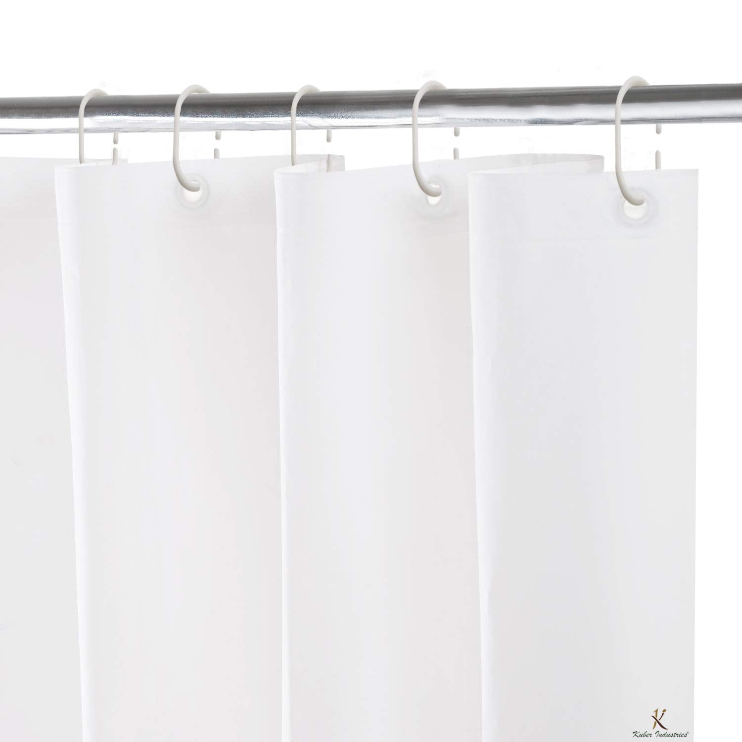 Kuber Industries 2 Pieces PEVA Shower Curtain Liner, Heavy Duty Plastic Shower Curtain with Hooks for Bathroom, Bathtub, 70" x 80", White-KUBMART11550