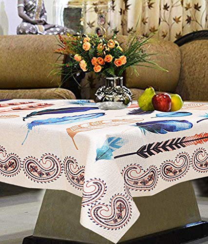 Kuber Industries Floral Design Cotton 4 Seater Center Table Cover (Cream), CTKTC13906, Standard