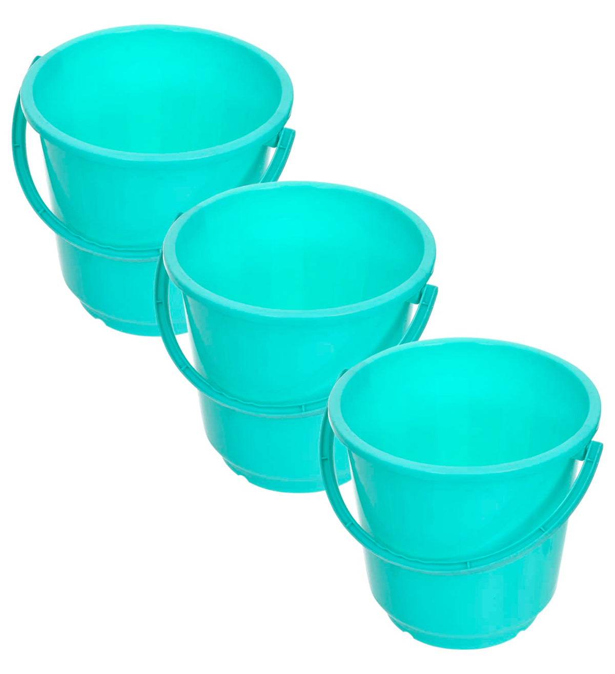 Kuber Industries Bucket|Plastic Bucket for Bathroom|Bucket for Bathing|Unbreakable Bucket with Handle|16 Liter|Pack of 3 (Green)