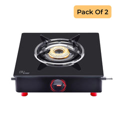 Surya Flame Smart Gas Stove 1 Barss Burner Glass Top chulha Black Manual Ignition LPG Stove With ISI Certified Rust Free Body - 2 Years Complete Doorstep Warranty Including Glass