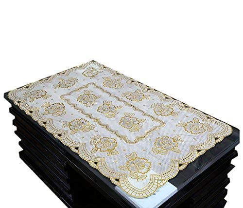 Kuber Industries Table Runner Virgin Vinyl, Soft Fabric Design Might Be Vary as per Availability (Gold)