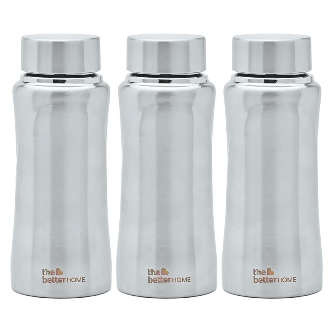 The Better Home Stainless Steel Water Bottle 500ml | Rust Proof, Light Weight & Durable 500ml Water Bottle… (Pack of 3)