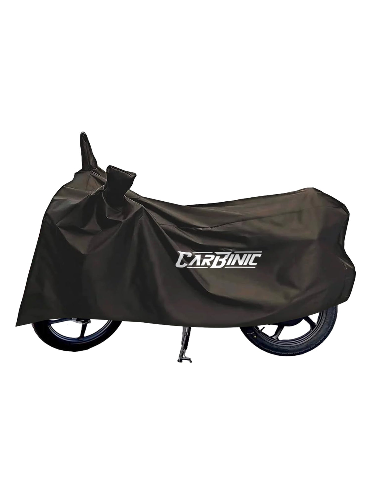 CARBINIC Two Wheeler Body Cover for Scooty/Scooters/Bikes Upto Pulsar Size (180 CC Two Wheelers)- Gyro Black